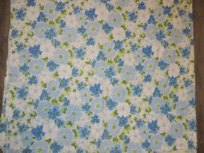 VTG TWIN FLAT RETRO FLOWER POWER BLUE FLORAL BED SHEET MATERIAL FABRIC COLLAGE | eBay US