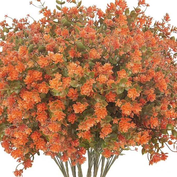 12 Bundles Artificial Fall Flowers for Outdoors, Artificial Plants UV Resistant Fall Fake Mums Pl... | Amazon (US)