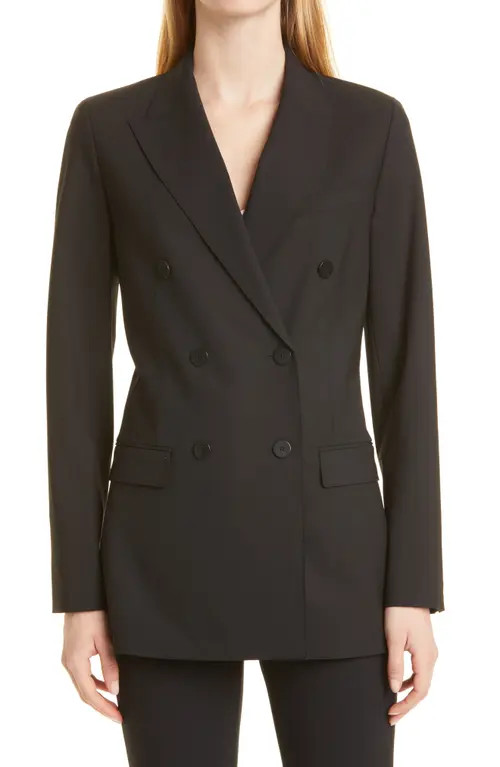 Theory Tracea Double Breasted Blazer in Black at Nordstrom, Size 14 | Nordstrom