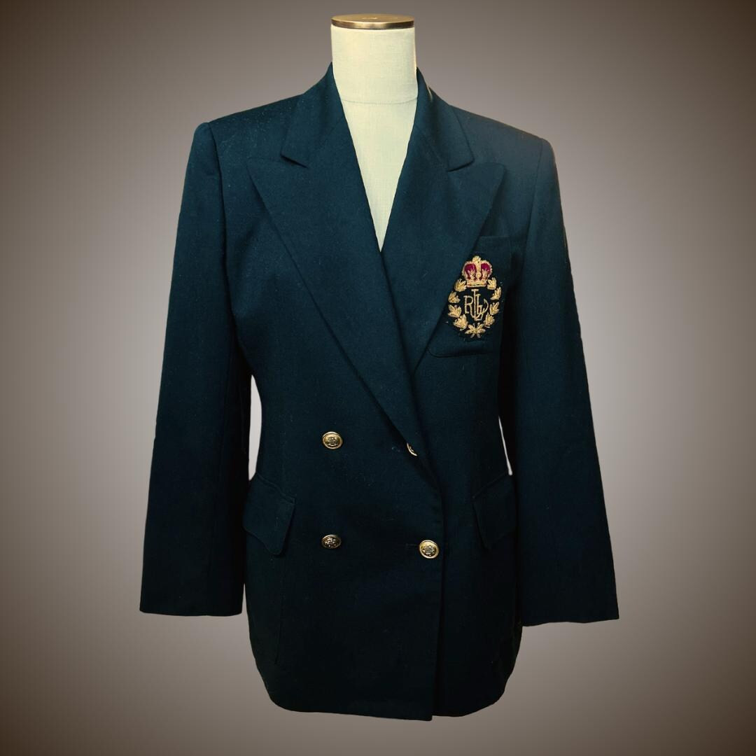 VINTAGE Lauren Ralph Lauren 90s Navy Crest Blazer - Etsy | Etsy (US)
