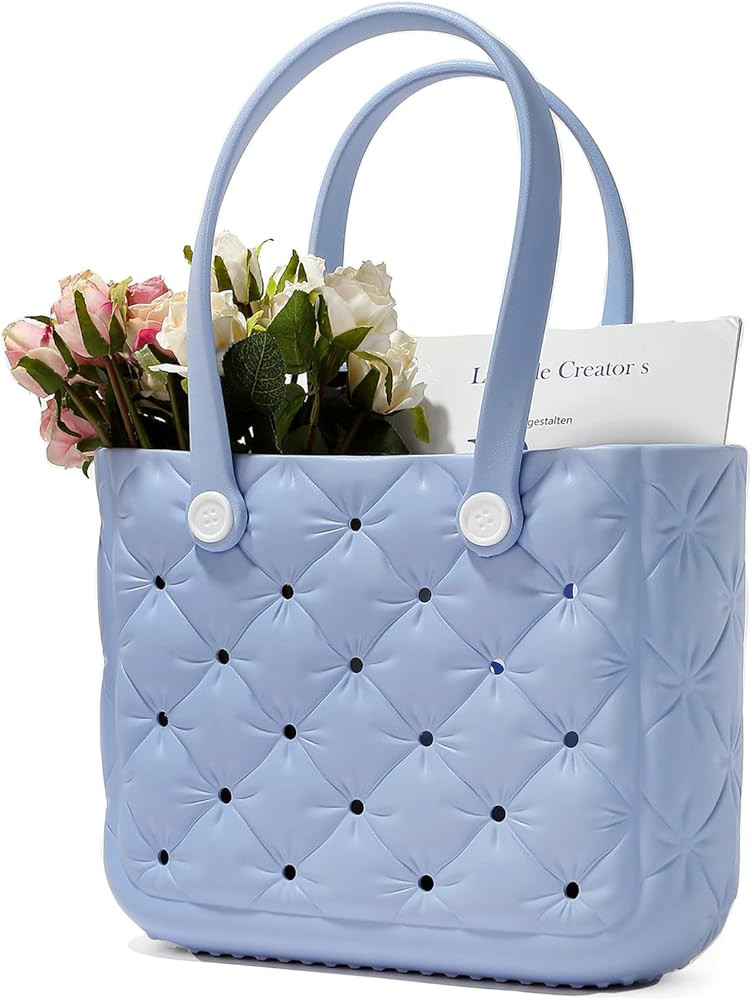 Beach Bag Rubber Tote, Waterproof Washable Travel Bag for Women, Beach Bag for Beach, Pool Boat, ... | Amazon (US)