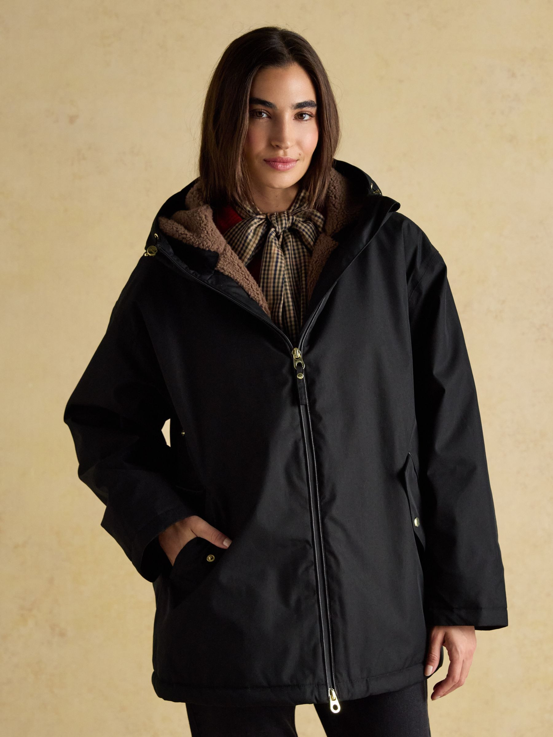 Coverwell Black Waterproof Fleece Lined Coat | Joules | Joules