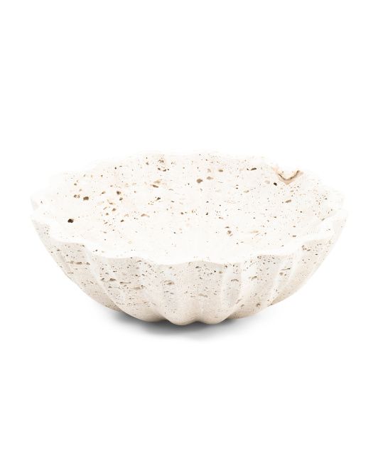 10in Fluted Travertine Stone Bowl | Marshalls