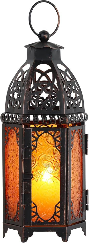NEEDOMO 11'' Moroccan Lanterns Decorative Indoor & Outdoor, Vintage Christmas Candle Holder, Meta... | Amazon (US)