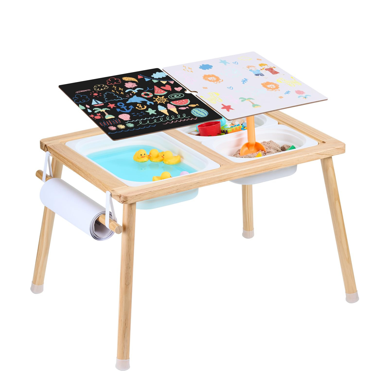 VEVOR Sensory Table for Toddlers, Kids Activity Table with 3 Foldable Storage Bins & Paper Roll H... | Amazon (US)