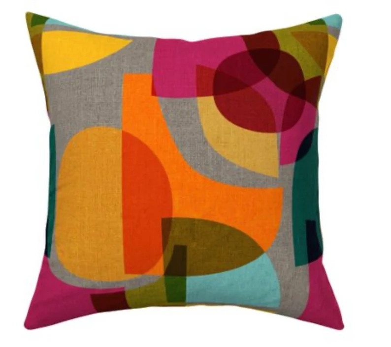 Midcentury Modern Accent Pillow - Mid Century Kaleidoscope - Bright Geometric Rectangle Lumbar Th... | Etsy (US)