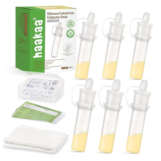 Haakaa Silicone Colostrum Collectors Set with Clear PP Storage Case 4 ml, 6 PK | Amazon (US)