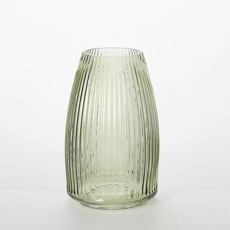 New! Green Round Ribbed Glass Vase | Kirkland's Home