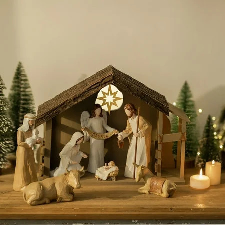 Nuptio Christmas Nativity Set & figures:8 Piece Religious Resin Figurines Nativity Scene for Farmhouse Tabletop Decor Holiday Tradition | Walmart (US)