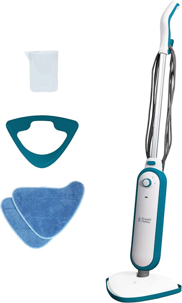 Russell Hobbs RHSM1001-G Steam and Clean Steam Mop White & Aqua - Free 2 year guarantee | Amazon (UK)