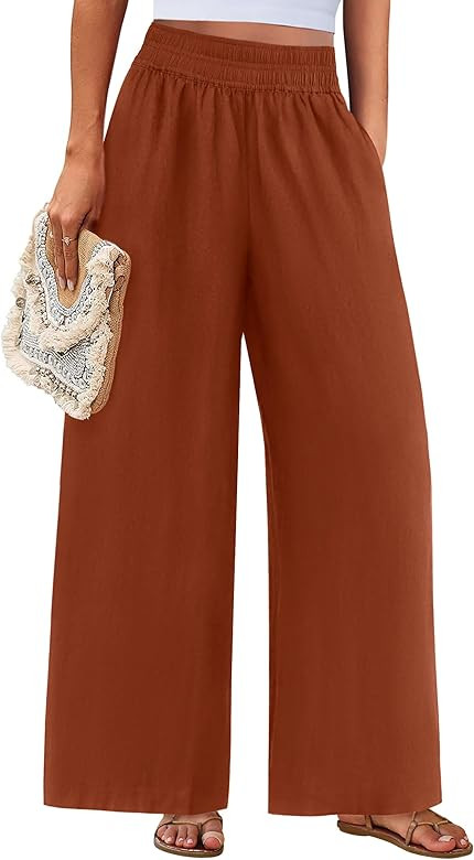 PRETTYGARDEN Womens Wide Leg Pants Casual 2025 Elastic Waist Loose Flowy Palazzo Pants Trousers w... | Amazon (US)