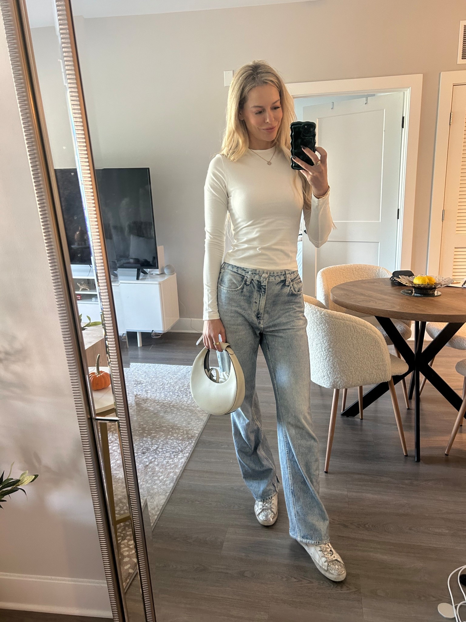 Casual Friday for running errands. SKIMS shirt and the comfiest Rag & Bone sweatpant jeans 👖 

#LTKShoeCrush #LTKSaleAlert #LTKStyleTip