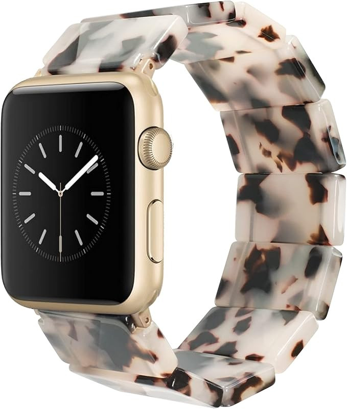 Heesch Resin Fashion Watch Band Compatible with Apple Watch Series Ultra/SE/8/7/6/5/4/3/2/1, Tort... | Amazon (US)