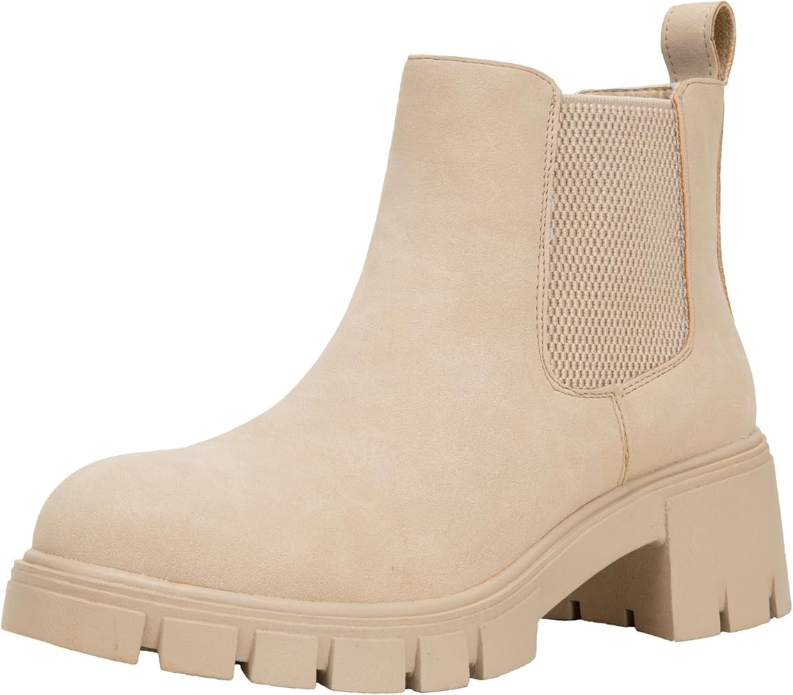 Vepose Women's 936 Lug Sole Platform Chelsea Ankle Boots Combat Fall Booties | Amazon (US)
