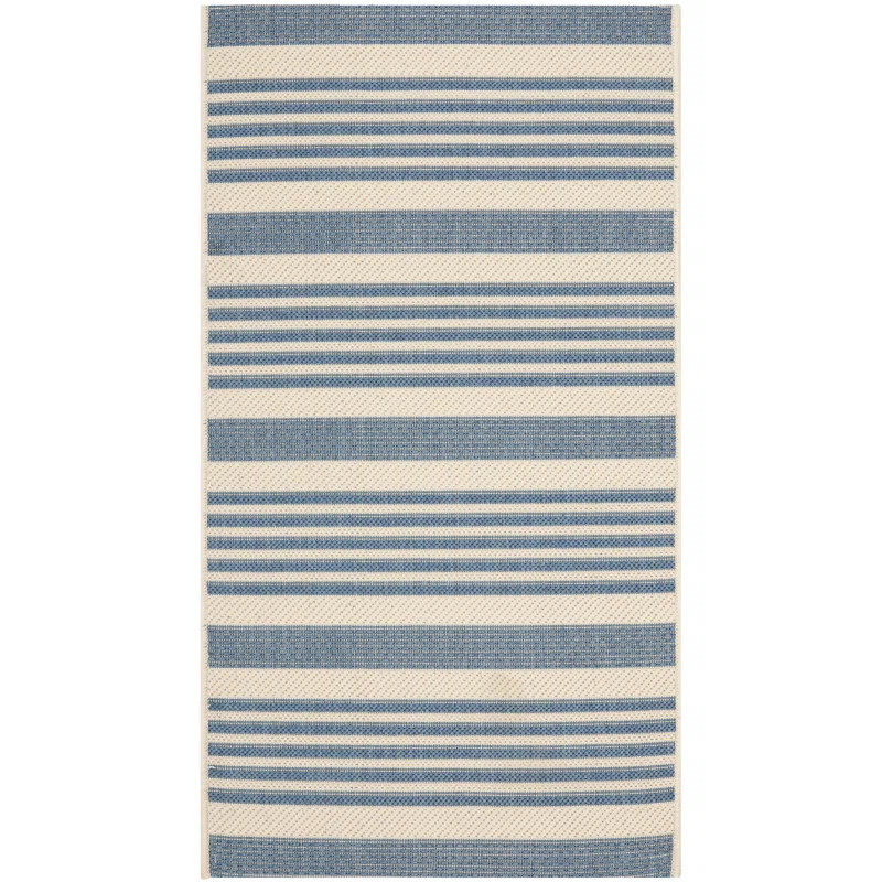 Herefordshire Striped Indoor / Outdoor Area Rug in Beige/Blue | Wayfair North America