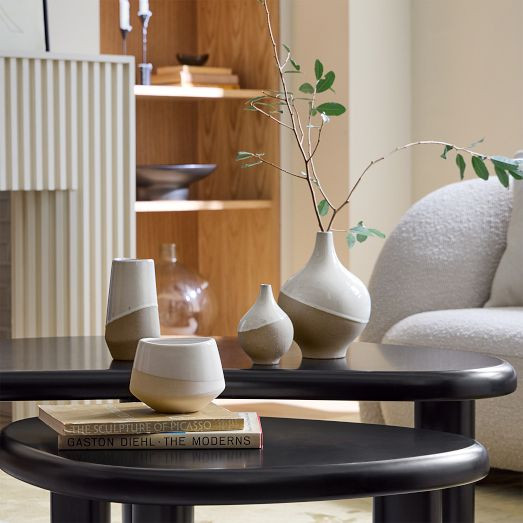 Half-Dipped White Stoneware Vases | West Elm (US)