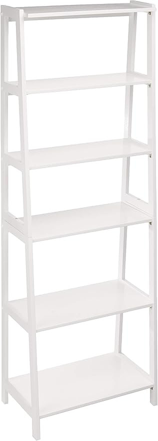 Amazon Basics 5-Tier Sturdy Rubberwood Ladder Bookshelf, Freestanding Storage Organizer Bookcase,... | Amazon (US)