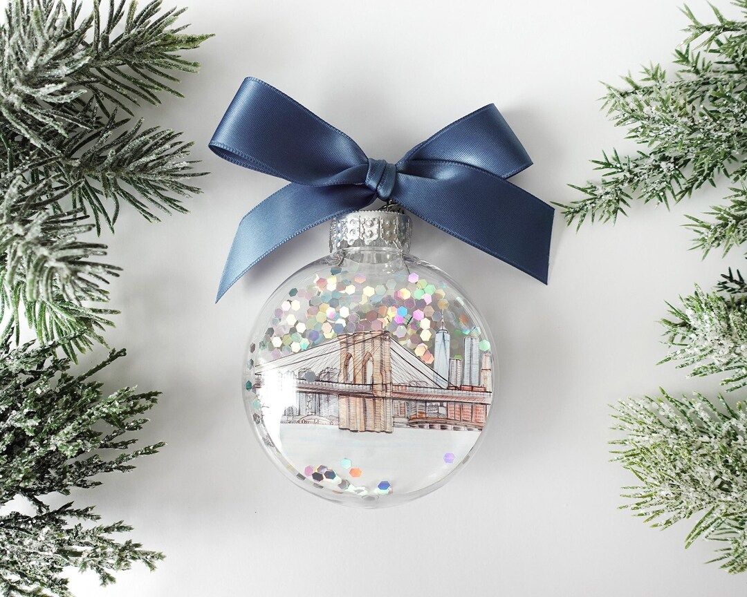 Brooklyn Bridge NYC Glitter Christmas Ornament / New York City Ornament, Christmas in NYC, Brookl... | Etsy (US)