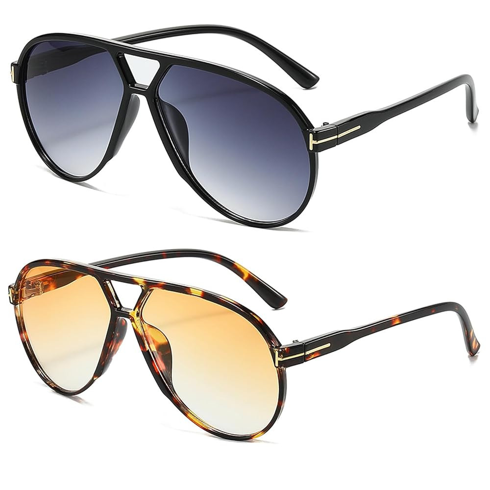Oversized Aviator Sunglasses for Women Men Trendy 70s Large Sun Glasses UV400 Protection | Amazon (US)