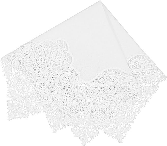 Milesky Premium Bridal Handkerchief Crochet Lace | Amazon (US)
