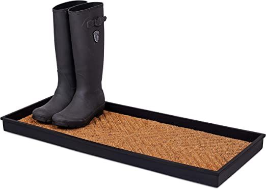 BIRDROCK HOME Rubber Boot Tray with Coir Insert - 34 inch Decorative Boot Tray for Entryway – S... | Amazon (US)