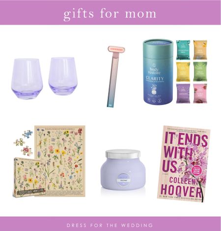 Mothers Day gift ideas, gifts for her, gifts for mom, gift for book lovers, puzzle gift, Colleen Hoover, skin care wand, capri blue candle, purple gift, stemless wine glasses, red light wand, skin care, bath gift, essential oil bath bombs, gift for grandmother gift for new mom, relaxing gift. 

#LTKfindsunder100 #LTKGiftGuide #LTKover40