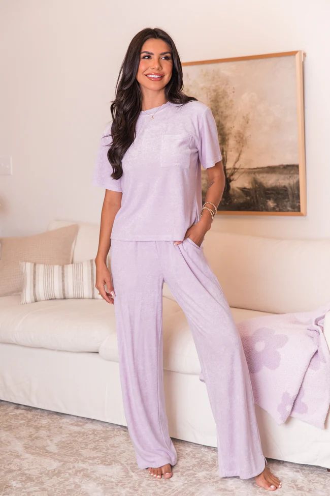 Never Looking Back Lilac Terry Lounge Pants | Pink Lily