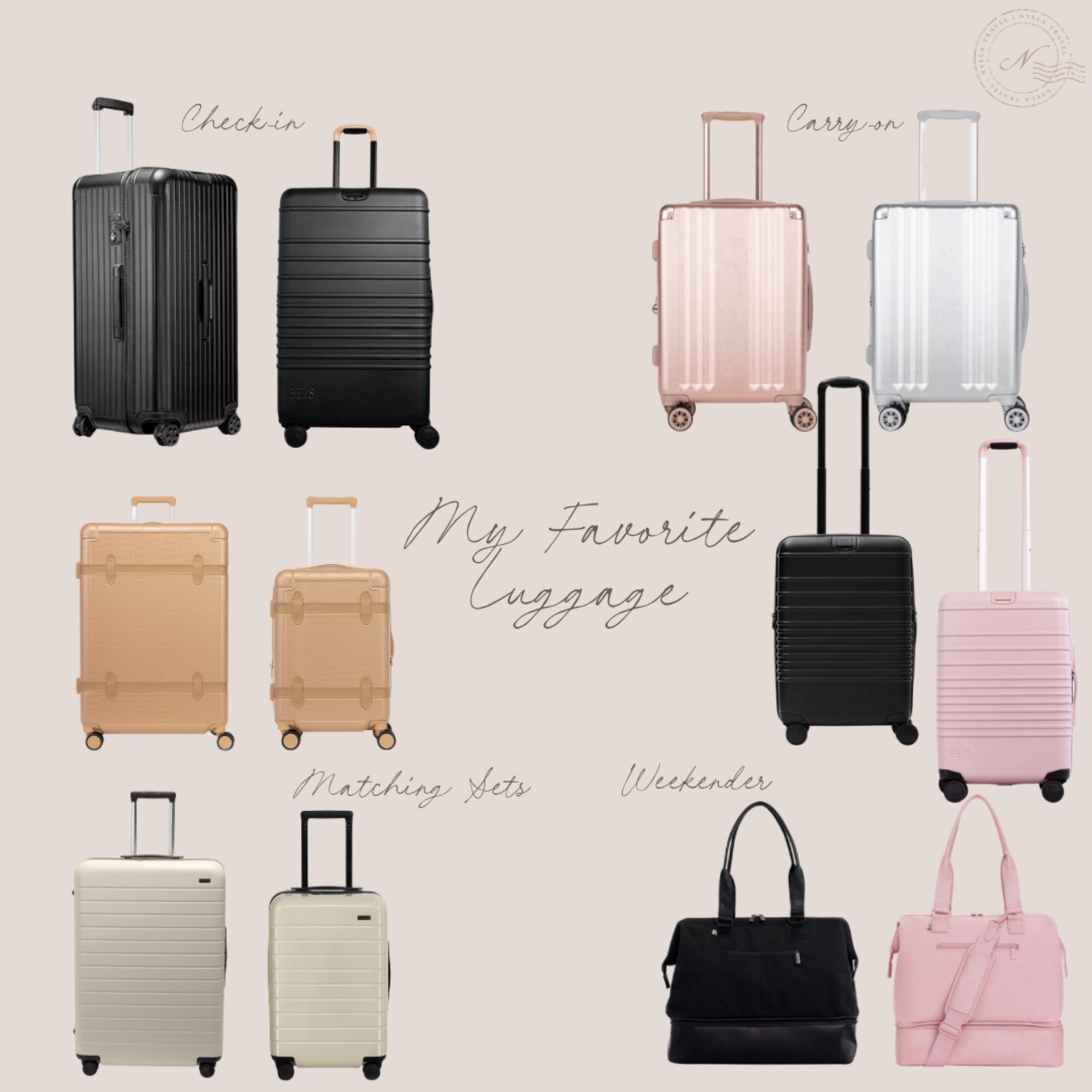 My fav luggage brands! 🧳💗
The cutest options for checked & carry-on from Rimowa, Away, Calpak, and Béis 

#LTKItBag #LTKTravel #LTKGiftGuide