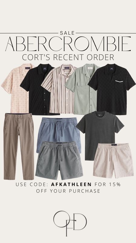Abercrombie Sale - Cort’s Recent Order! Use code: AFKATHLEEN for 15% off your purchase! #outfitsfordudes #abercrombie