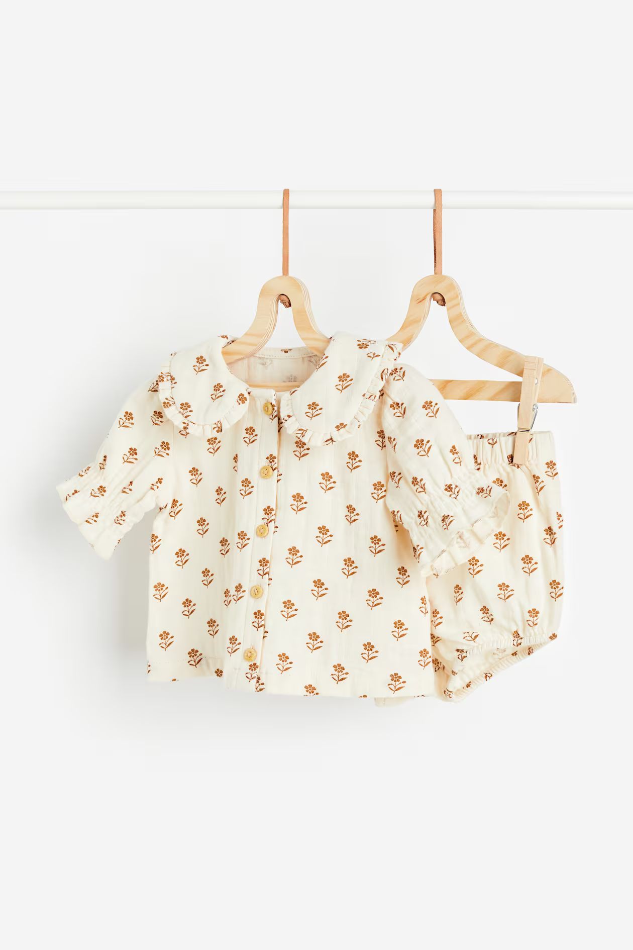 2-teiliges Baumwollset - Cremefarben/Geblümt - Kids | H&M AT | H&M (DE, AT, CH, NL, FI)