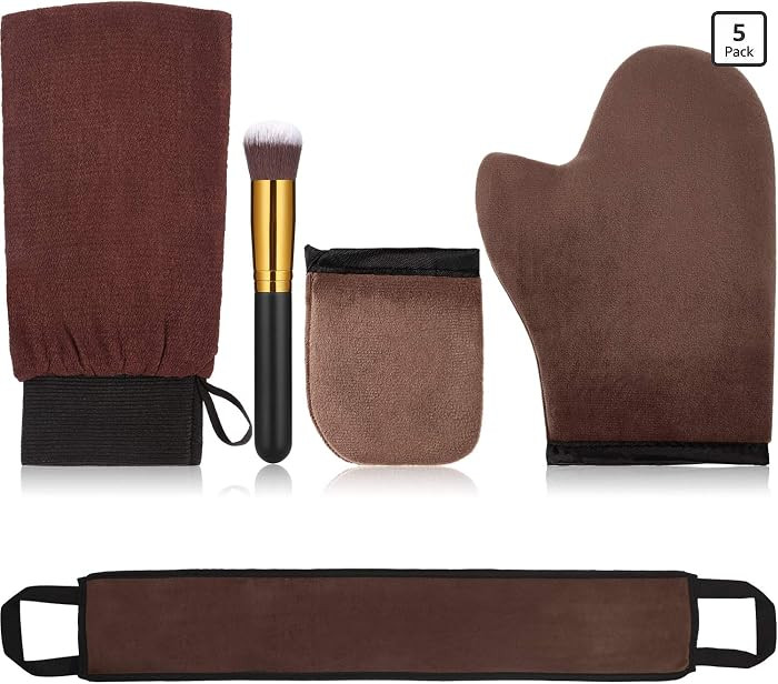 Boao 5 Pieces Self Tanning Mitt Applicator Kit, Includes Tanning Mitt, Exfoliating Glove, Mini Fa... | Amazon (US)