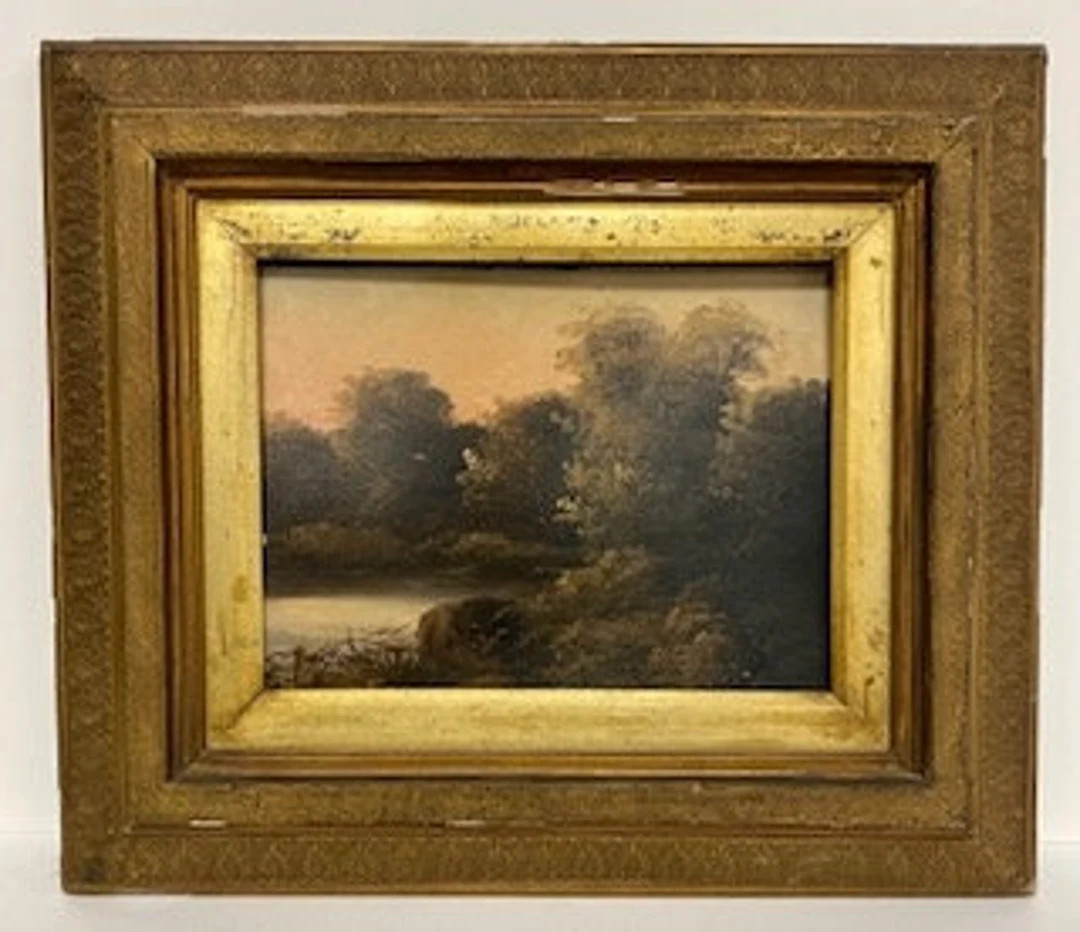 Original River Landscape Oil on Metal Painting by Unknown Artist in Antique Frame - Etsy | Etsy (US)