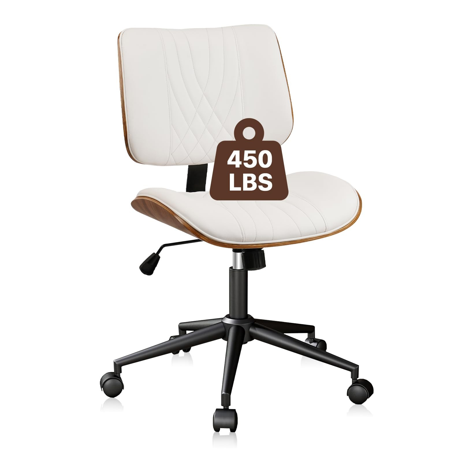 CLATINA Armless Home Office Chair with Wheels, Adjustable Height Swivel Ergonomic Chair, Leather ... | Amazon (US)