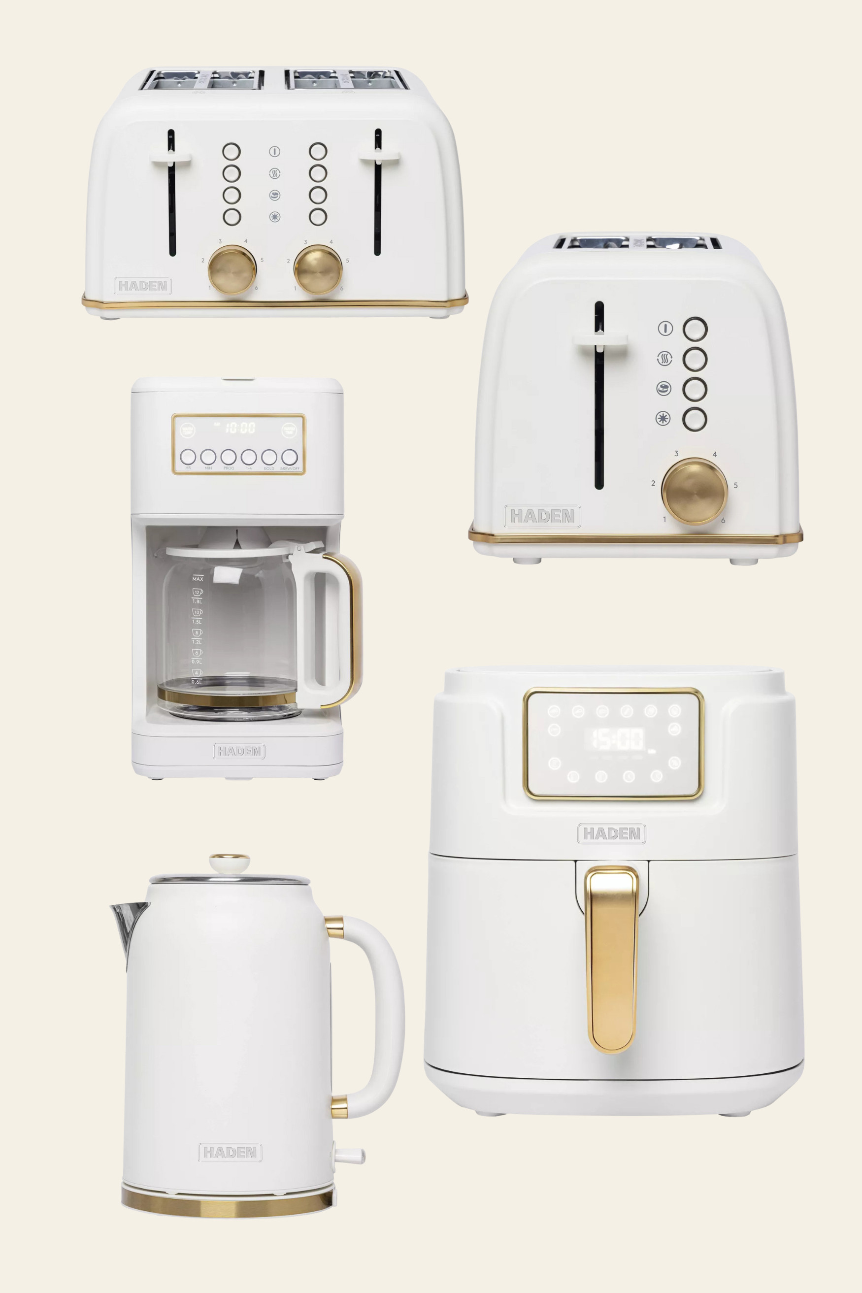 Haden x Hearth & Hand Vintage-Chic Appliances | “Sour Cream” Kitchen Edit

Refresh your kitchen counter with the new Haden collection by Hearth & Hand with Magnolia. In a soft “Sour Cream” finish with warm brass accents, this range includes a 14-cup coffee maker, electric kettle, air fryer, and two- & four-slice toasters. Retro British charm meets modern utility—stylish pieces that elevate everyday moments. 

Haden collection Target, Hearth & Hand Magnolia appliances, Sour Cream finish, brass accent kitchen appliances, retro British style, 14-cup coffee maker, electric kettle, 2-slice toaster, 4-slice toaster, countertop statement pieces, vintage appliance aesthetic, Target kitchen line, stylish small appliances. 

 #LTKHome
