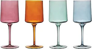 Creative Co-Op Wine Glass, 4 Colors | Amazon (US)