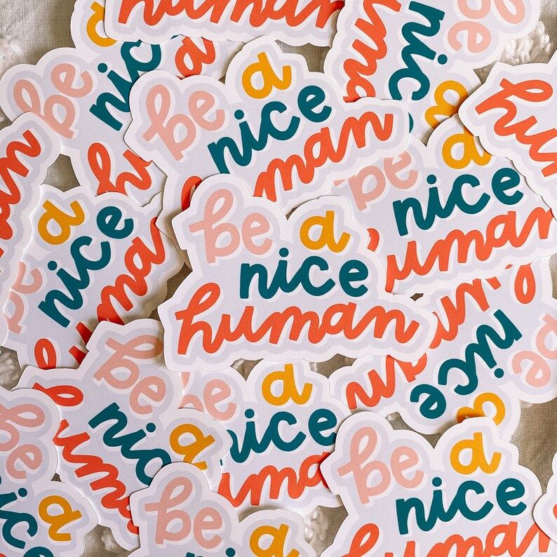 Be A Nice Human Waterproof Matte Sticker | Etsy | Etsy (US)