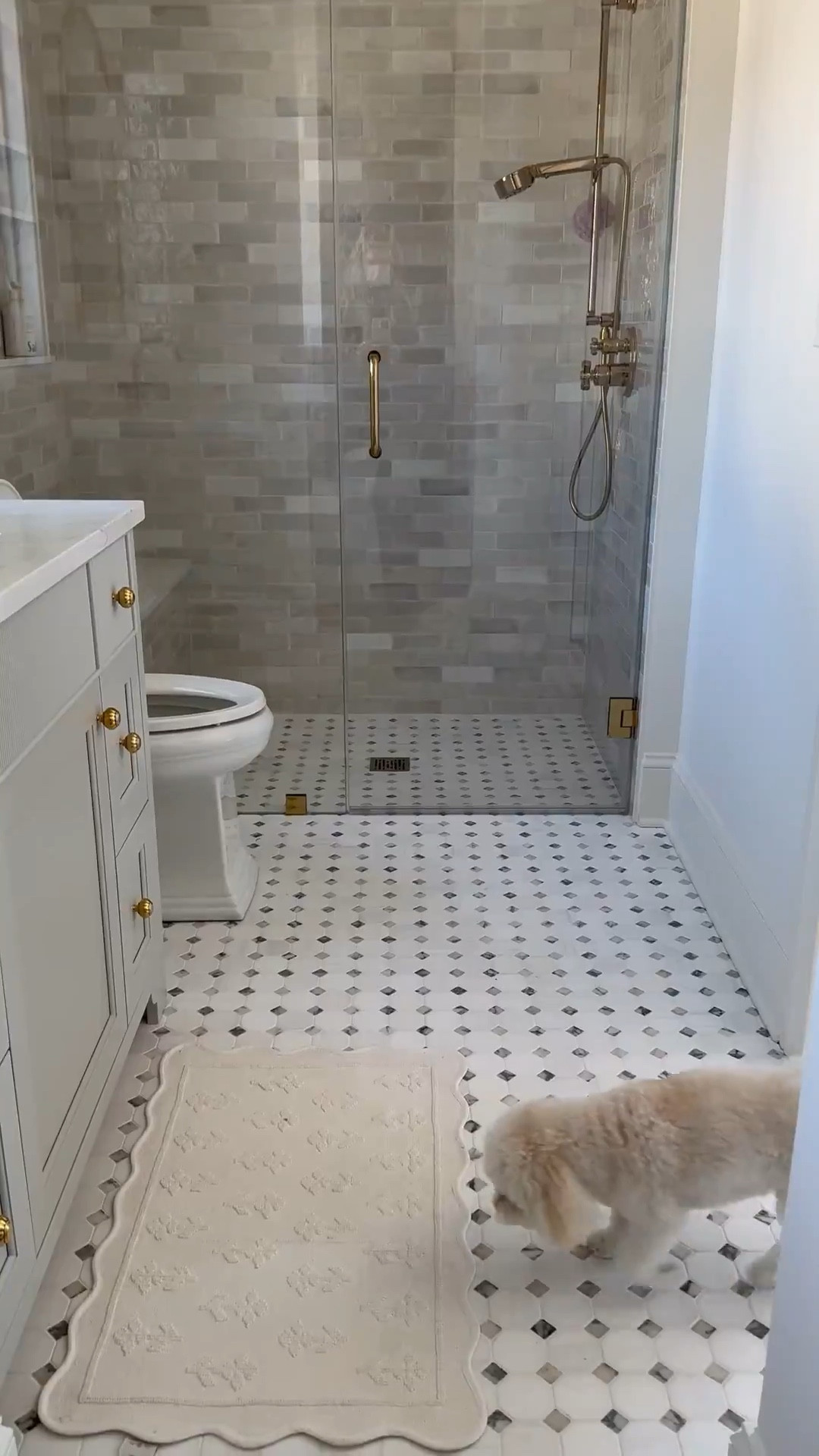 Girls bathroom inspo!! Love these pretty sconces brass arched mirror! 

#LTKHome