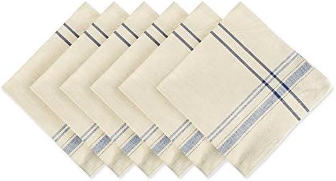 DII 100% Cotton Everyday French Stripe Tabletop Collection, Napkin Set, Taupe/Blue 6 Count | Amazon (US)