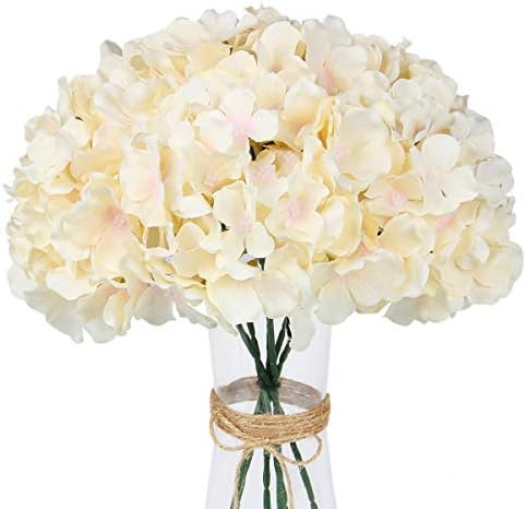 LuLuHouse Silk Hydrangea Heads with Stems,Champagne Artificial Flower Heads DIY Wedding Centerpie... | Amazon (US)