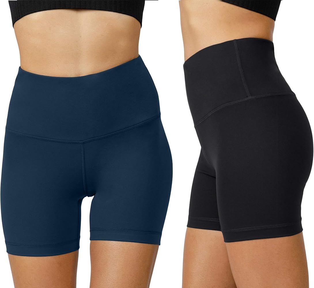 Yogalicious Lux High Waist Squat Proof Biker Short - 2 Pack 5", 7" | Amazon (US)