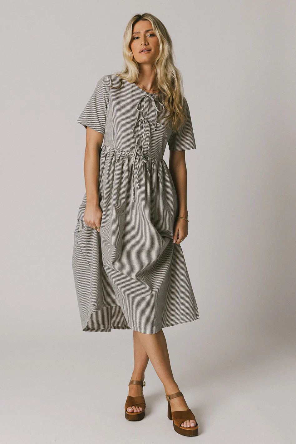 Narla Striped Maxi Dress in Navy | Böhme US