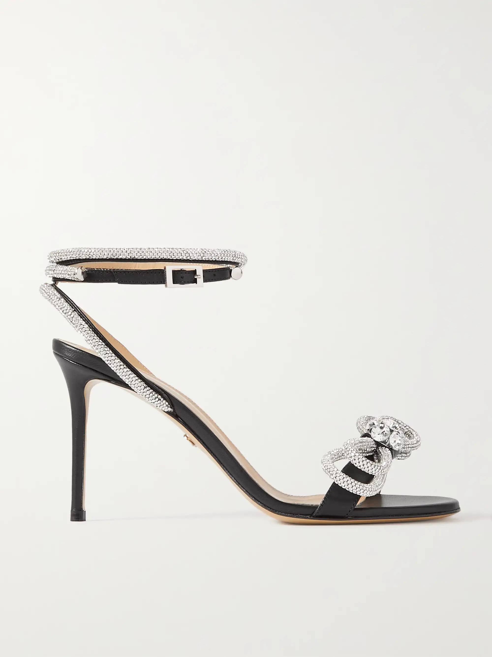 Double Bow crystal-embellished leather sandals | NET-A-PORTER (US)
