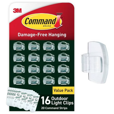 Command 16ct Damage-Free Hanging Outdoor Light Clips with Adhesive Strips | Target