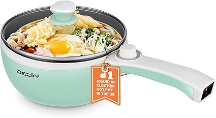 Dezin Hot Pot Electric Upgraded, Non-Stick Sauté Pan, Rapid Noodles Electric Pot, 1.5L Mini Port... | Amazon (US)