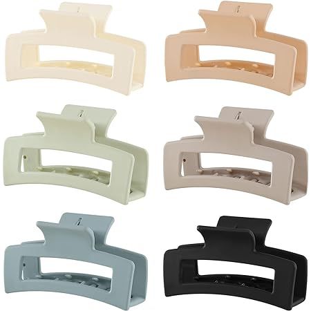 10 Pack Hair Claw Clips, Neutral Hair Clips for Women, Large Claw Clips, Small Rectangle Claw Hai... | Amazon (US)