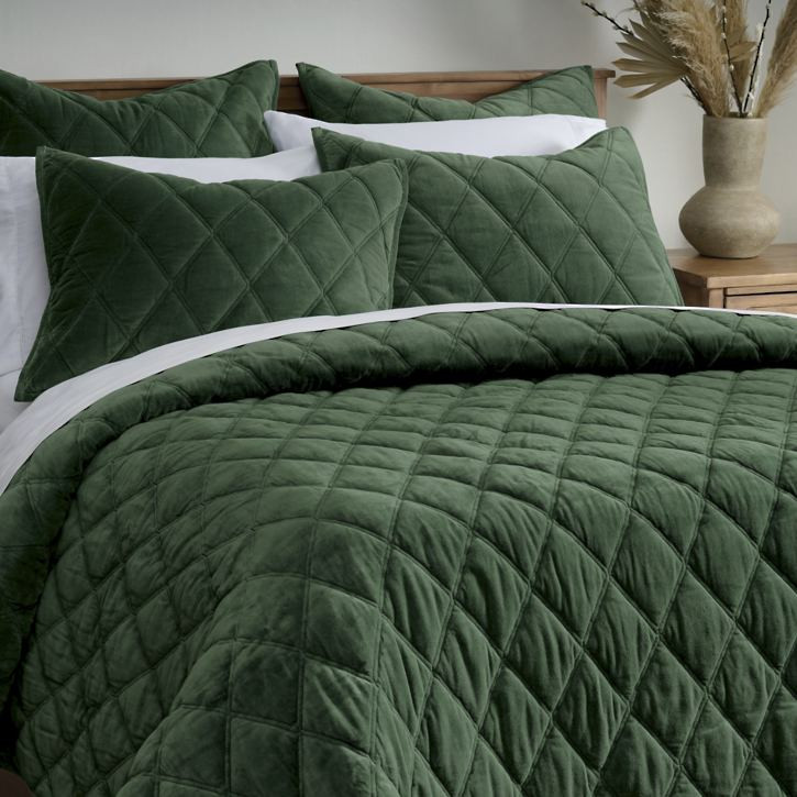 Bliss Velvet Diamond Stitched Quilt | Grandin Road | Grandin Road