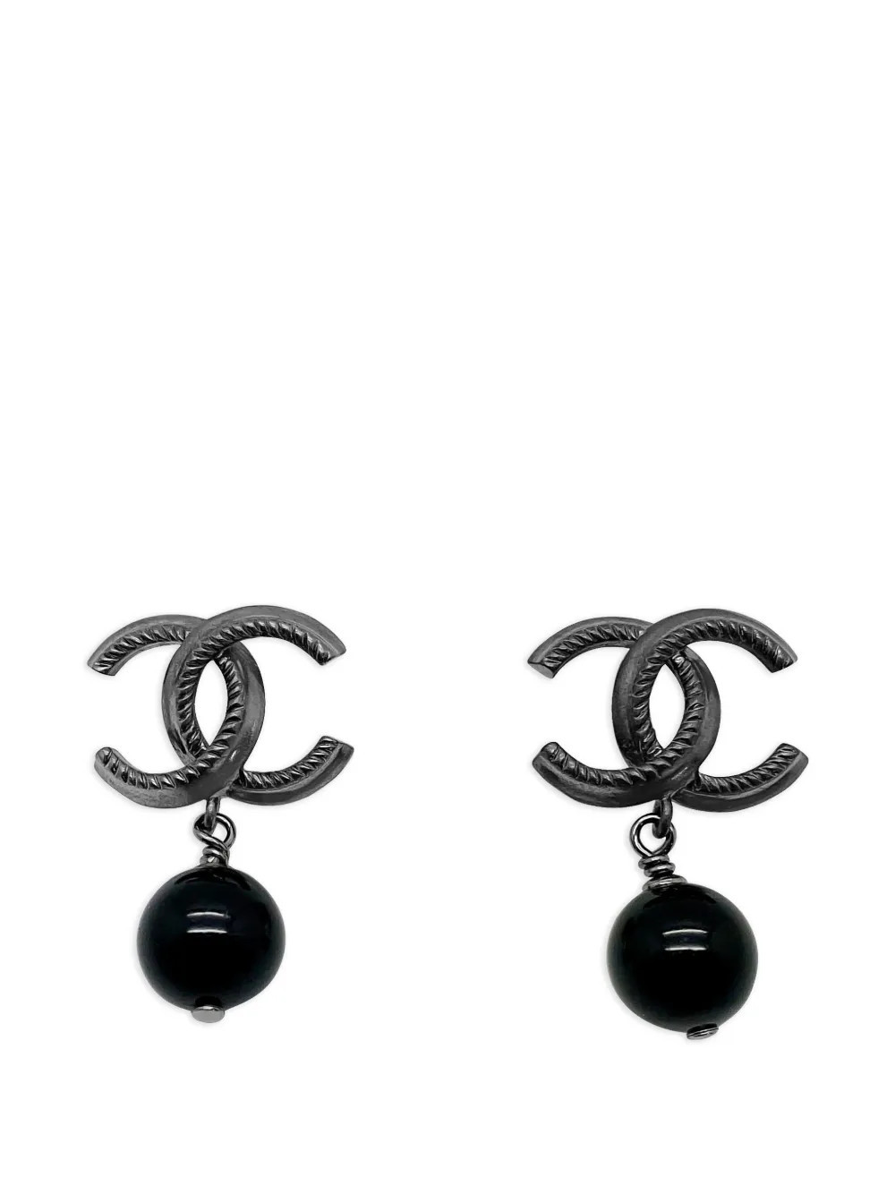 CHANEL Pre-Owned 2011 CC logo drop earrings - Black | Farfetch Global