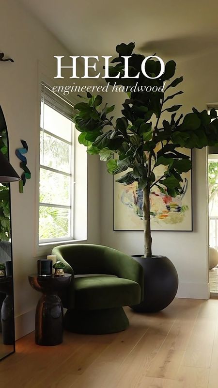 Amazon home decor. Arched mirror with adhesive led lights. Sphere planter with 10’ faux fiddle leaf. Green accent chair  

#LTKfindsunder50 #LTKhome #LTKfindsunder100