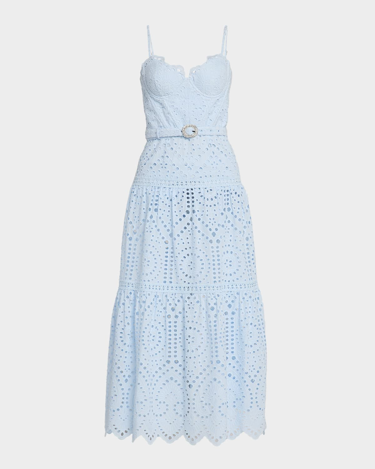 Zuria Belted Eyelet Maxi Dress | Neiman Marcus
