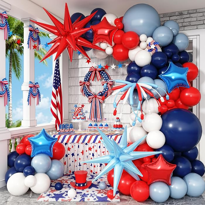 Red White Blue Balloon Arch Garland Kit, 4th of July Independence Patriotic Day Balloons Explosio... | Amazon (US)